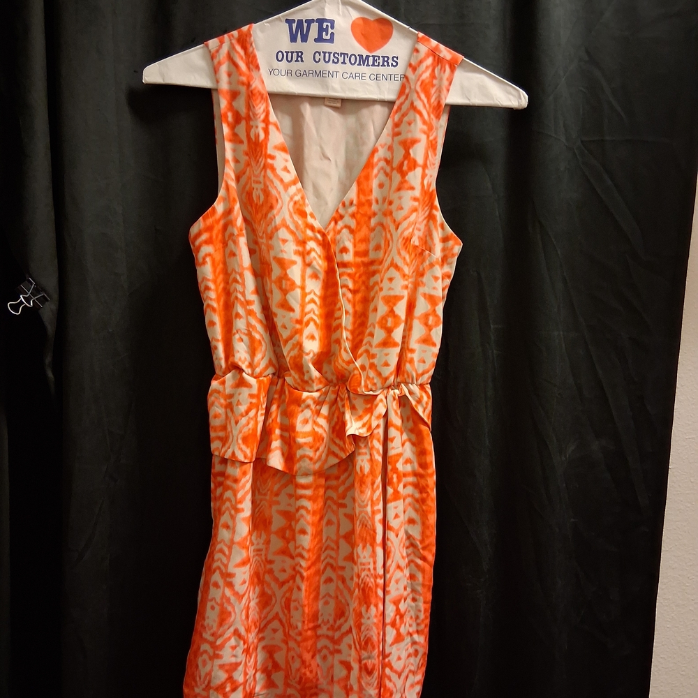 Orange Patterned Sleeveless Dress